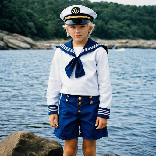 Boy in Blue Sailor Costume Outdoors