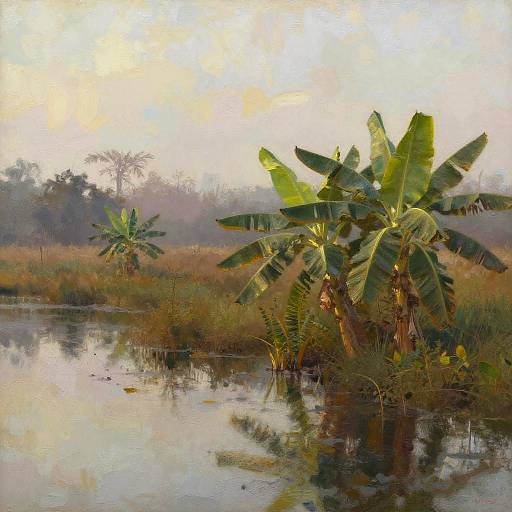 Impressionistic Marshy Wetlands Scene