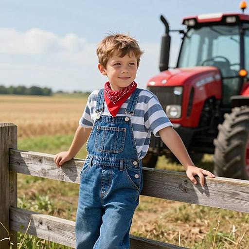 Boy in Classic Farmer Outfit Scene
