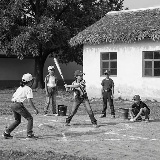 Childhood Baseball Memories in Black and White