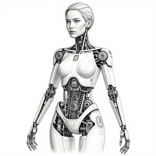 Intricate Cybernetic Woman Schematic