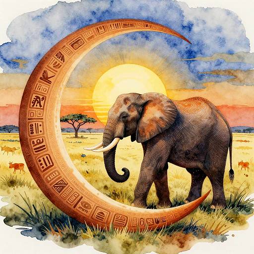 Surreal Elephant Crescent in Savannah