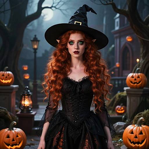 Enchanting Halloween Witch in Cityscape
