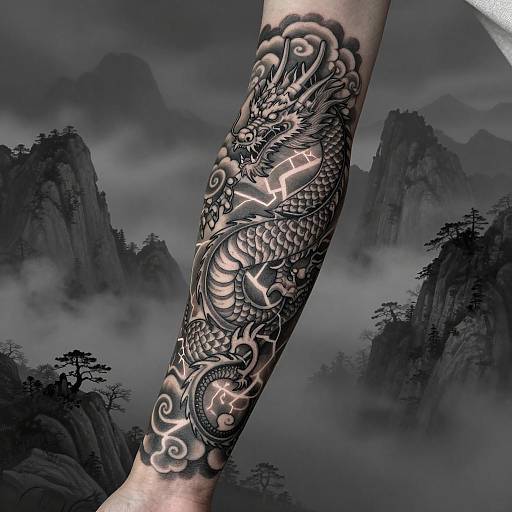 Mythical Dragon Sleeve Tattoo Design