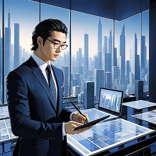 Visionary Entrepreneur in a Modern Office Visionary Entrepreneur in a Modern Office