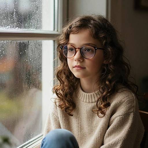 Cozy Girl by Rainy Window