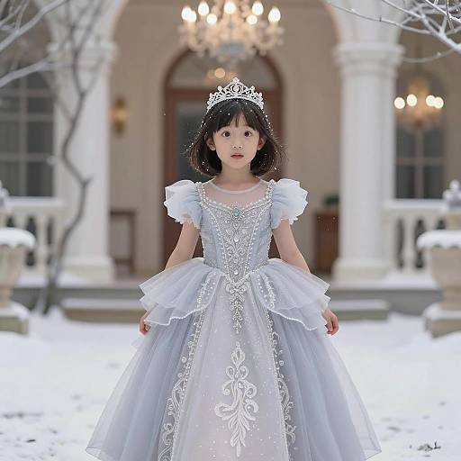 Whimsical Winter Princess in Periwinkle Gown