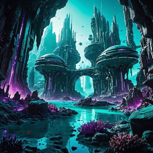 Abstract Futuristic Underwater Cityscape
