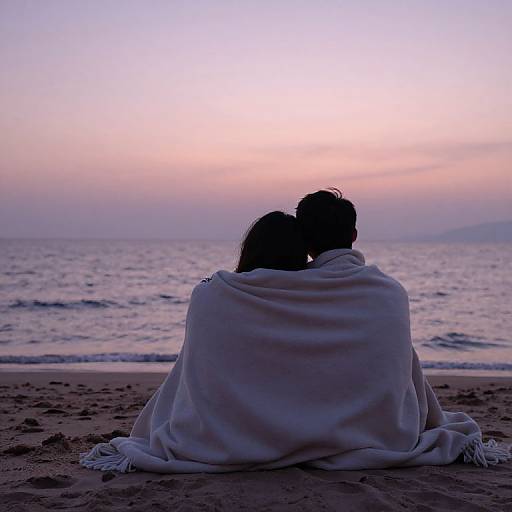 Couple Watching Seaside Sunset