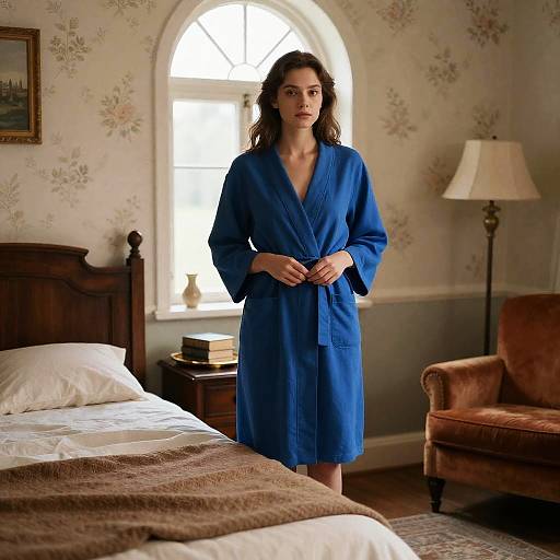 Serene Young Woman in Vintage Bedroom