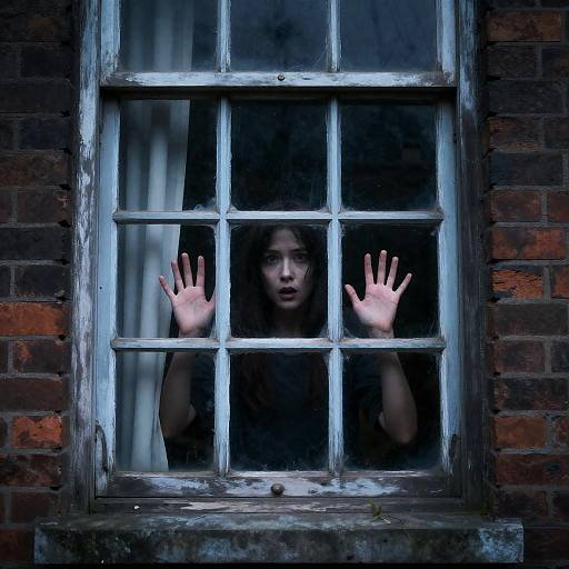 Startled Portrait by Dim Window