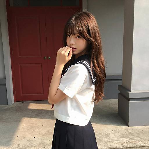 Young Asian Girl in Sailor Outfit