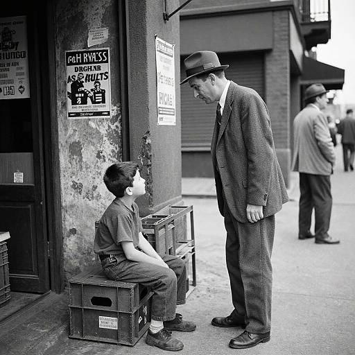 Vintage 1950s Urban Street Scene