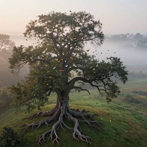 Ethereal Dawn Over Misty Valley