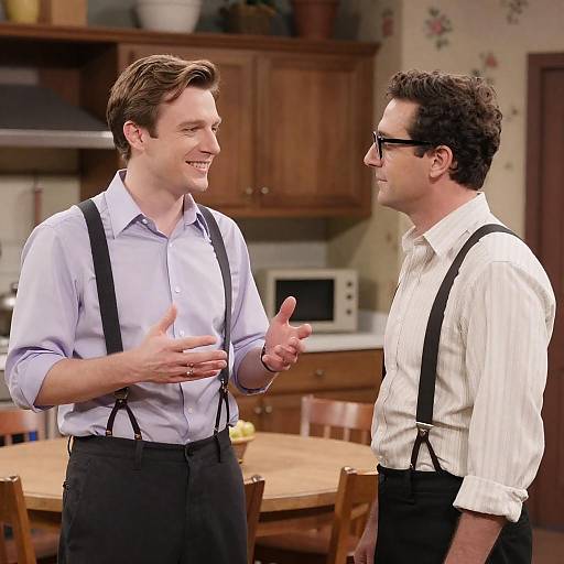 Joyful Moment Between Two Friends in Kitchen