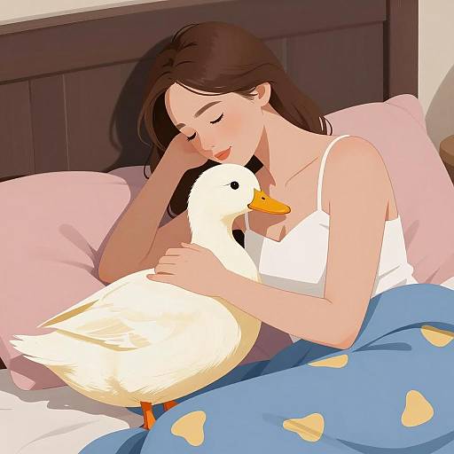 Intimate Portrait of Woman and Duck