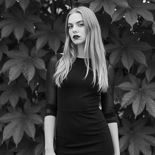 Black-and-White Portrait of Blonde Woman