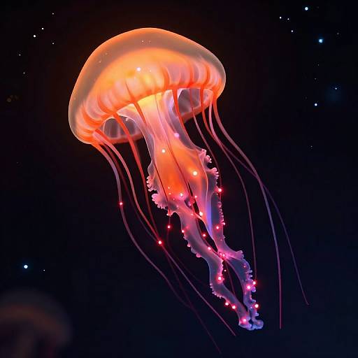 Bioluminescent Jellyfish in Cosmic Sea