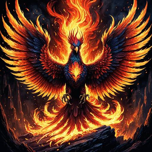 Enchanted Phoenix Rising from Flames