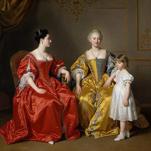 Classical Oil Painting of Elegant Trio