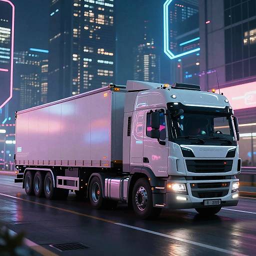 Futuristic Dual Trailer Cyberpunk Truck