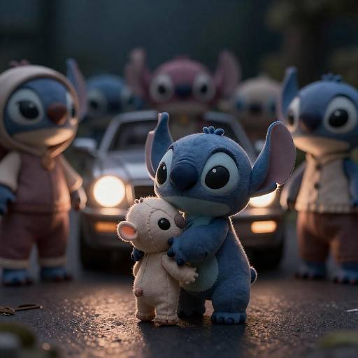 Moody Night Scene with Stitch Dolls