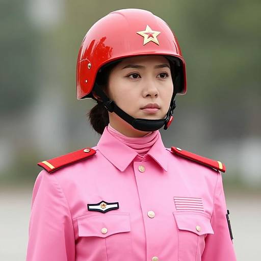 Female Soldier in Pink Uniform
