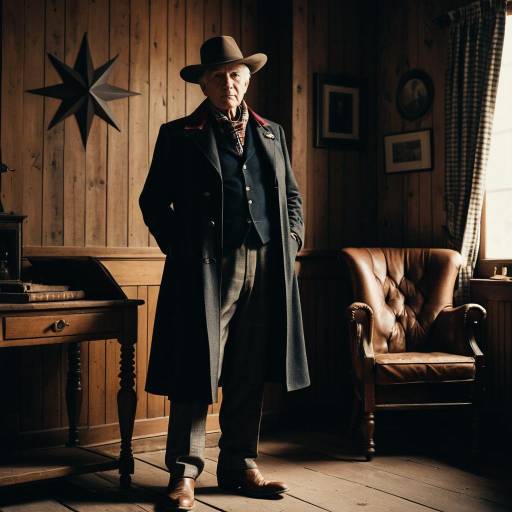 Elderly Man in Classic Western Outfit Indoors