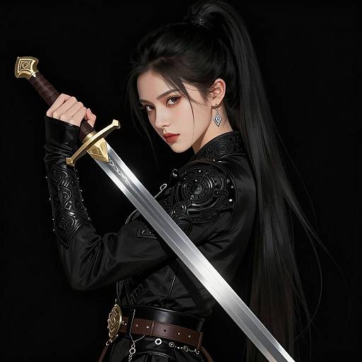 Elegant Warrior Woman in Profile