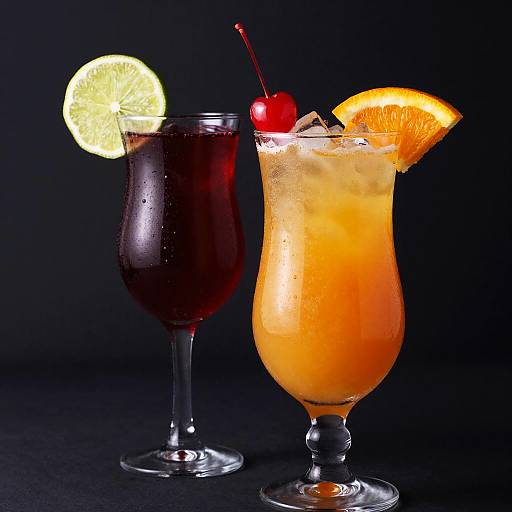 Vibrant Cocktails on Black Background