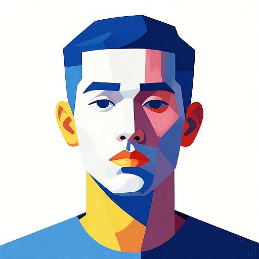 Abstract Geometric Portrait with Bold Colors