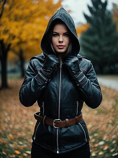 Solo Halloween Girl in Black Leather