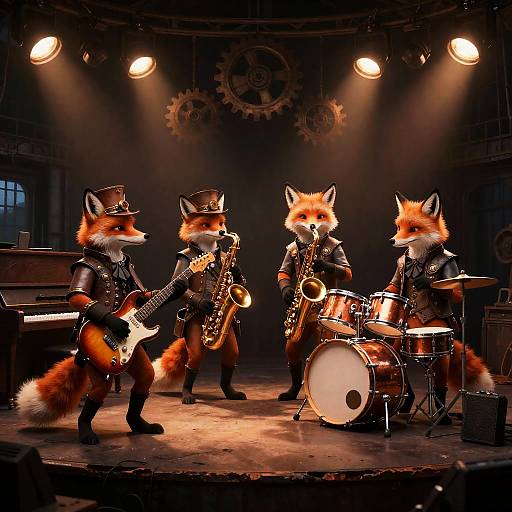 Steampunk Victorian Fox Rock Band Performance