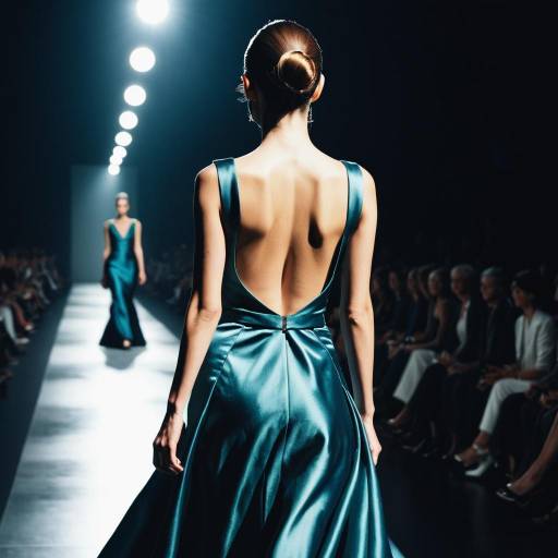 Elegant Woman in Satin Gown on Runway Elegant Woman in Satin Gown on Runway