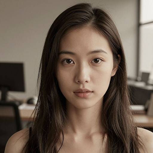 Liquid Woman in Sepia Office