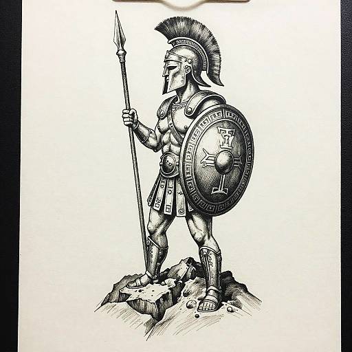 Spartan Warrior Full Arm Sleeve Tattoo