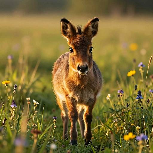 Playful Baby Hare in Sunrise Meadow