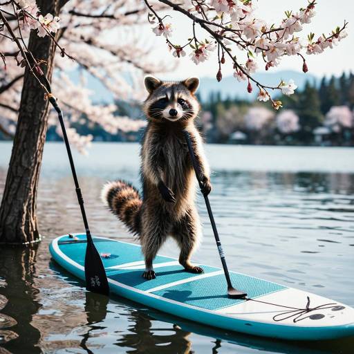 Anime Raccoon on Paddle Board Adventure Anime Raccoon on Paddle Board Adventure