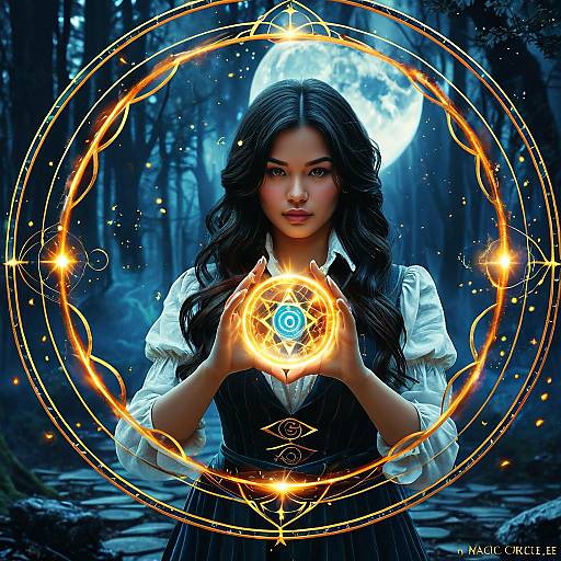 Enchanting Girl with Magic Circle