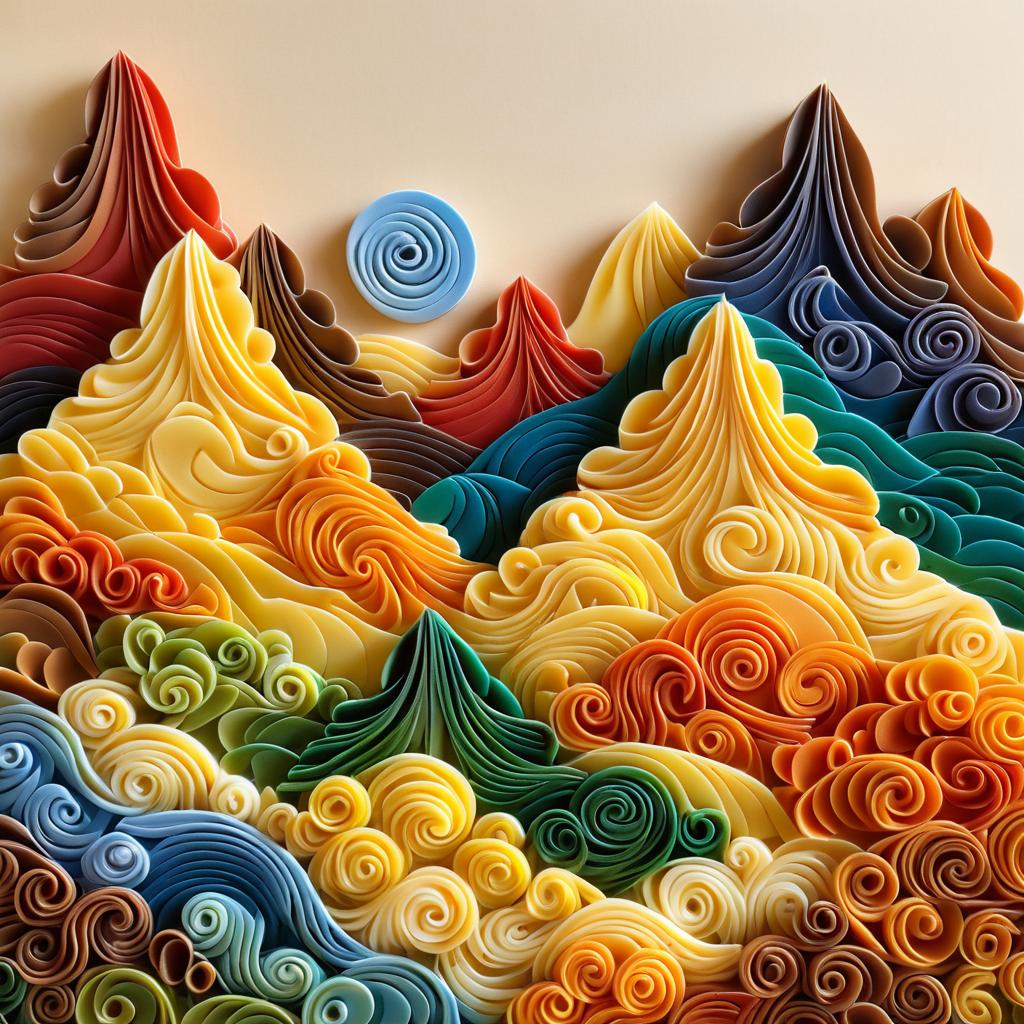 Artistic Mountain Range Made of Pasta