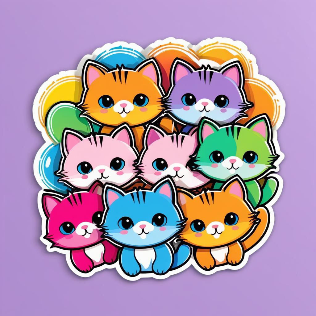 Adorable Kittens Digital Sticker Design