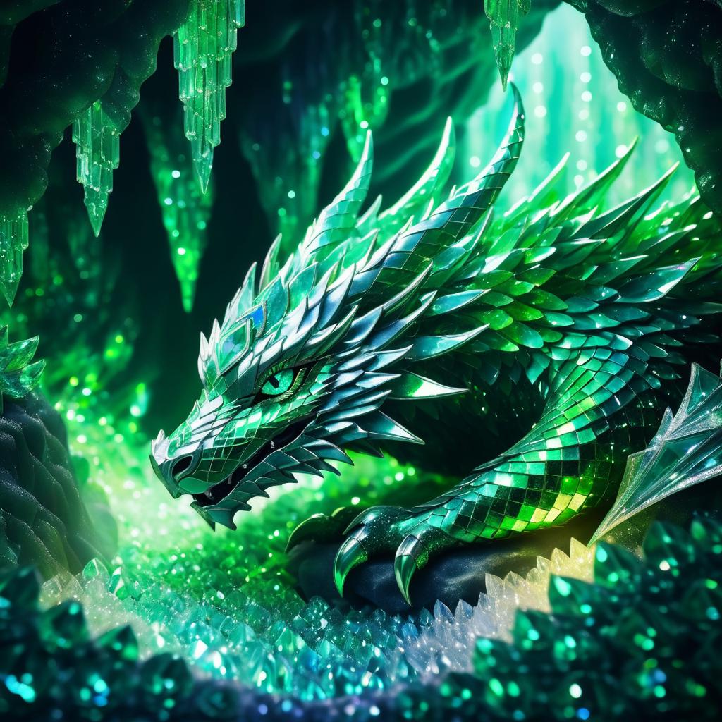 Emerald-Eyed Dragon in Crystal Cave