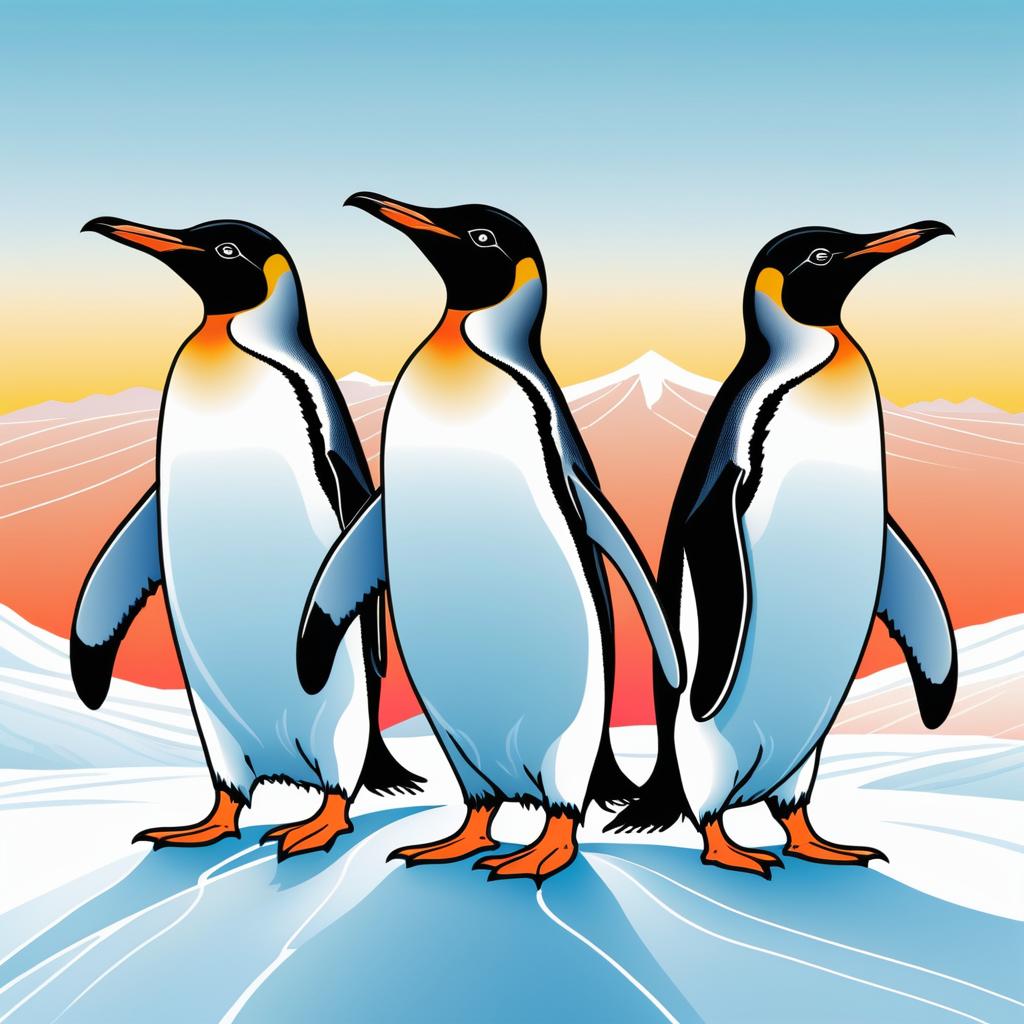 Joyful Penguins in Frosty Tundra Art