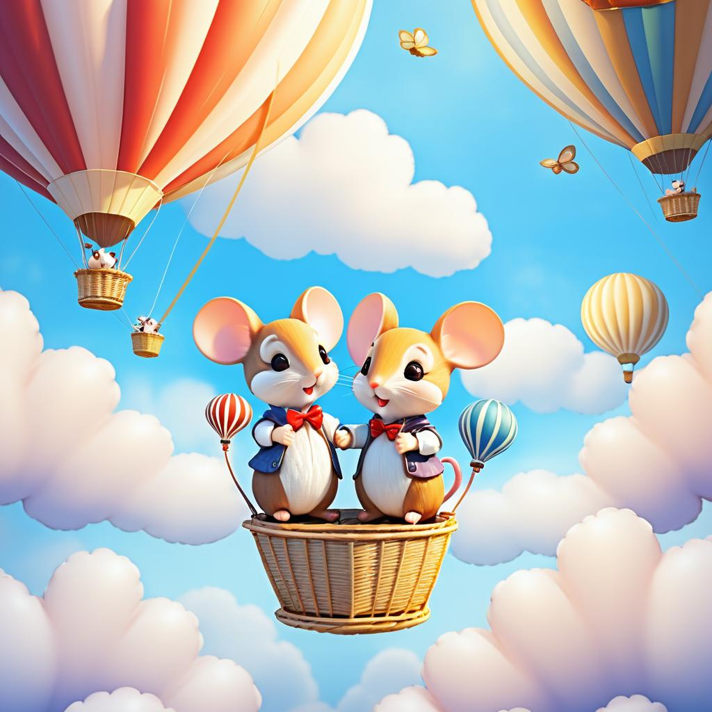 Adorable Mice in Hot Air Balloon Adventure