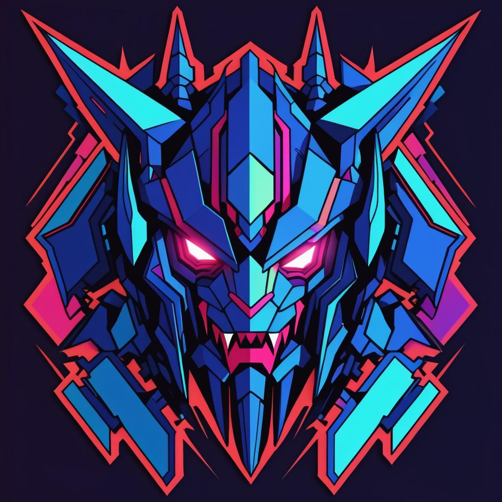 Geometric Mechashot Demon Sticker Design