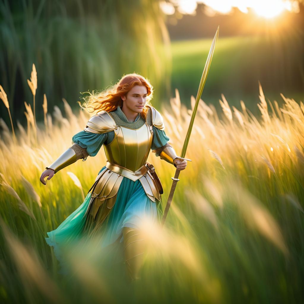 Whimsical Knight in a Sunlit Field