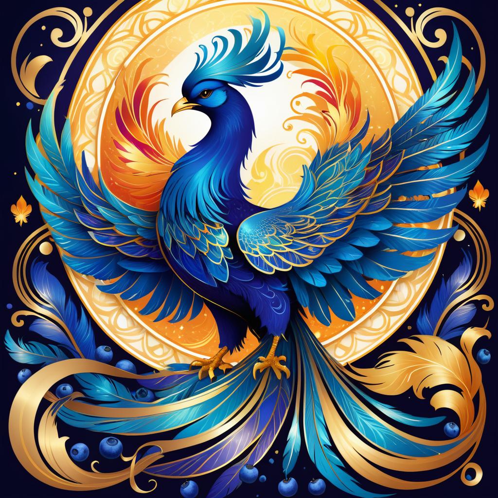 Art Nouveau Phoenix with Blueberry Juice