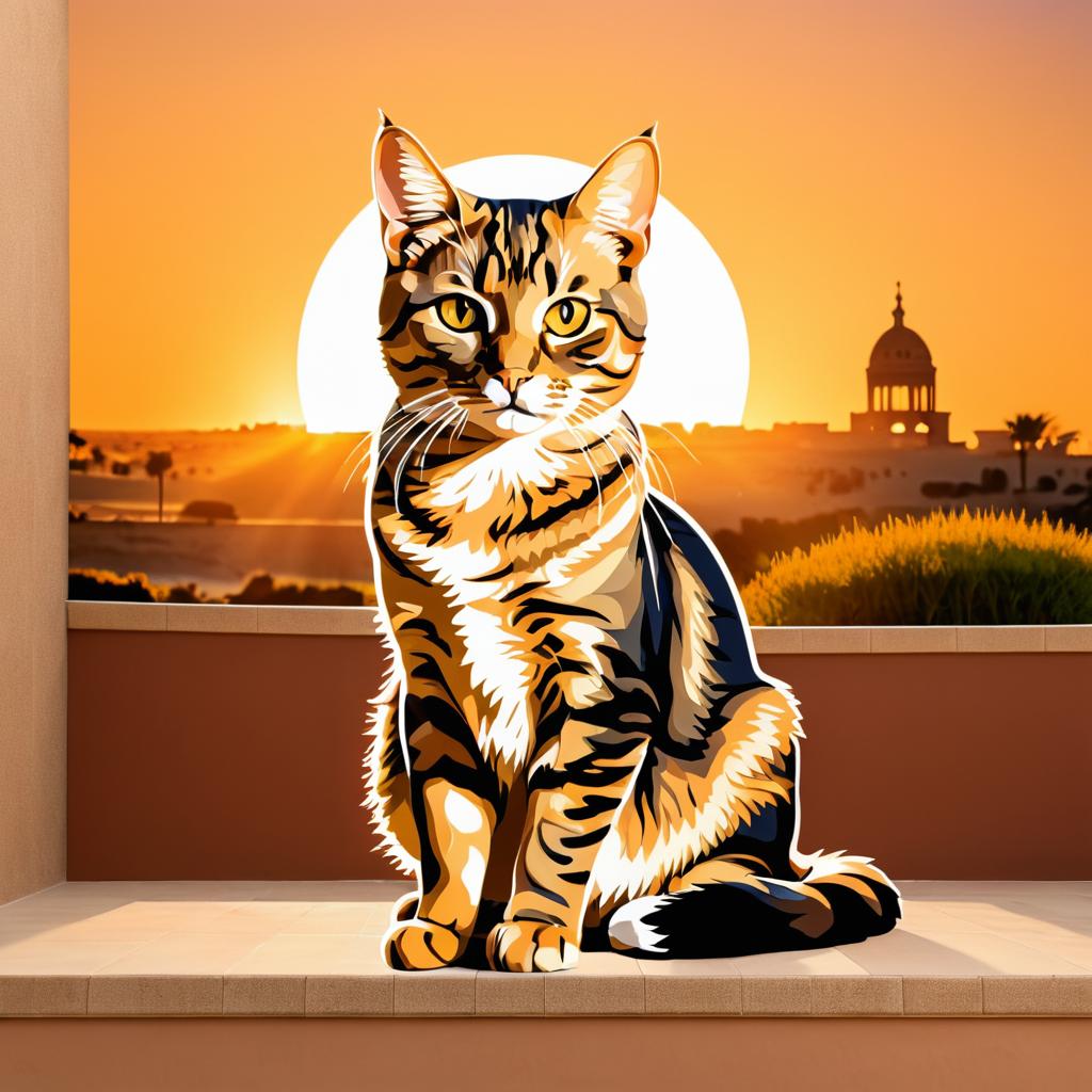 Regal Tabby Cat Mural Portrait