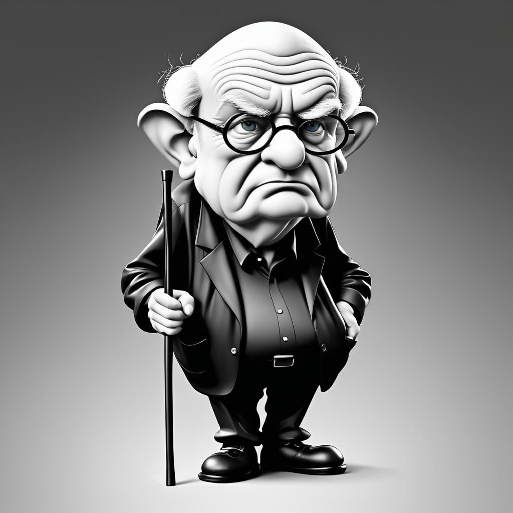 Whimsical Caricature of a Grumpy Old Man