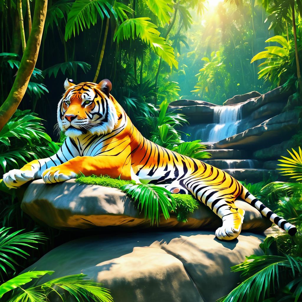 Majestic Tiger in Vibrant Jungle Scene